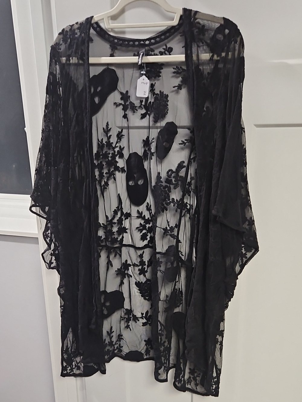 torrid Black Sheer Floral-Embroidered Kimono Cardigan
